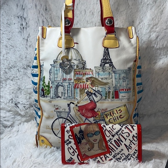 BRIGHTON Tom Clancy Uptown Girl Tote Bag purse 2pc - Picture 12 of 16